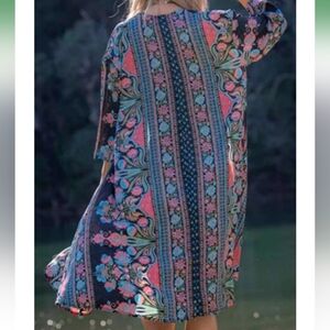 Cienna Ciara Kimono Black Turquoise Pink and Green One Size